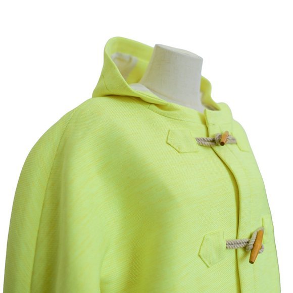 J. CREW COLLECTION Neon Yellow Textured Basket-Weave NWOT Toggle Coat Size 12 - Picture 3 of 16